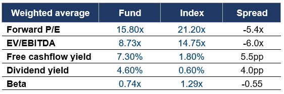 Top 10 holdings: Fund versus MSCI All Country World Index
